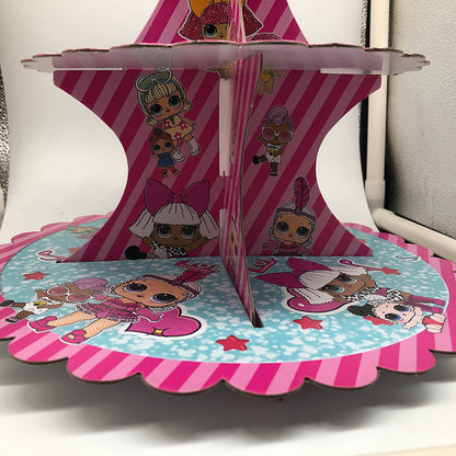 Cartoon doll birthday theme cake stand