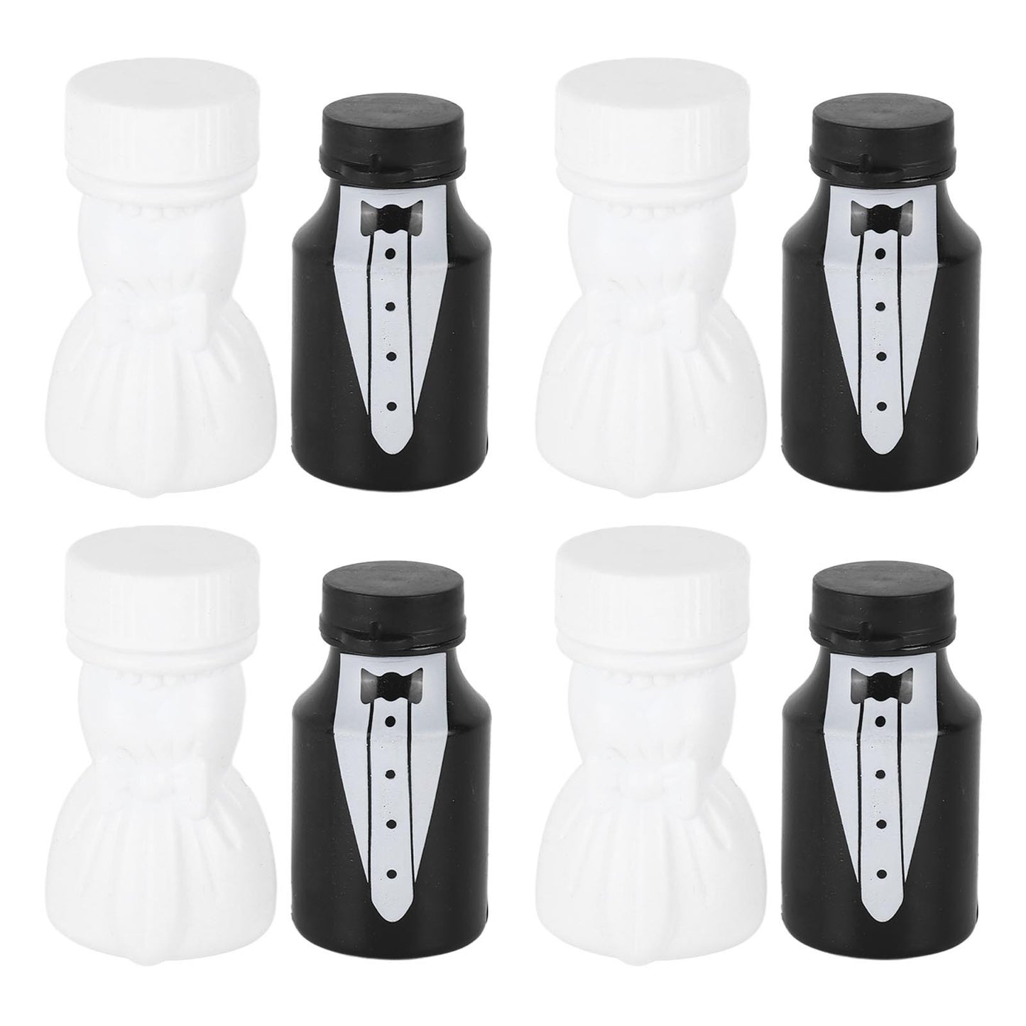 26PCS Wedding Bubble Bottles Bride and Groom Shape Mini Bubble Party Bottle for Anniversary Engagement Bridal Celebration Black and White