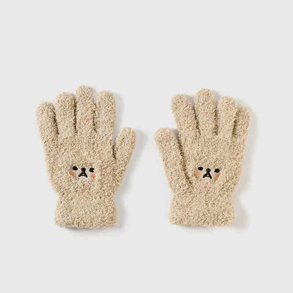 Cute Bear Plush Gloves Female Winter Cycling