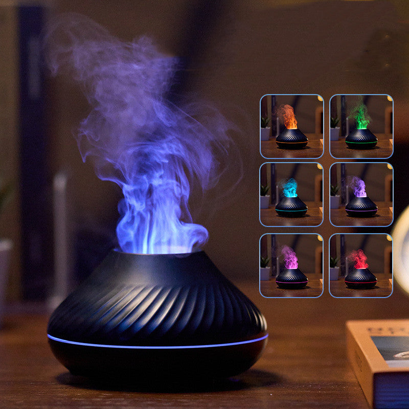 New Volcanic Flame Aroma Diffuser Essential Oil Lamp 130ml USB Portable Air Humidifier With Color Night Light Mist Maker Fogger LED Light