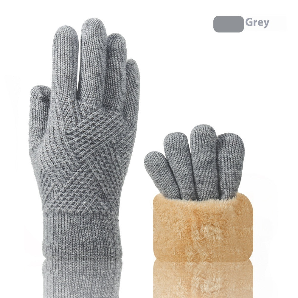 Double Layer Fleece-lined Thick Windproof Thermal Touch Screen Gloves