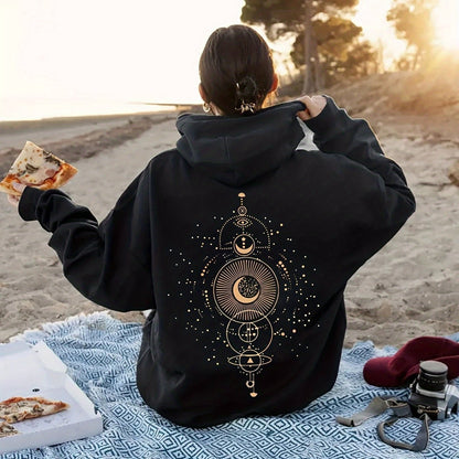 Lässiges Kapuzen-Sweatshirt mit Mond-Print