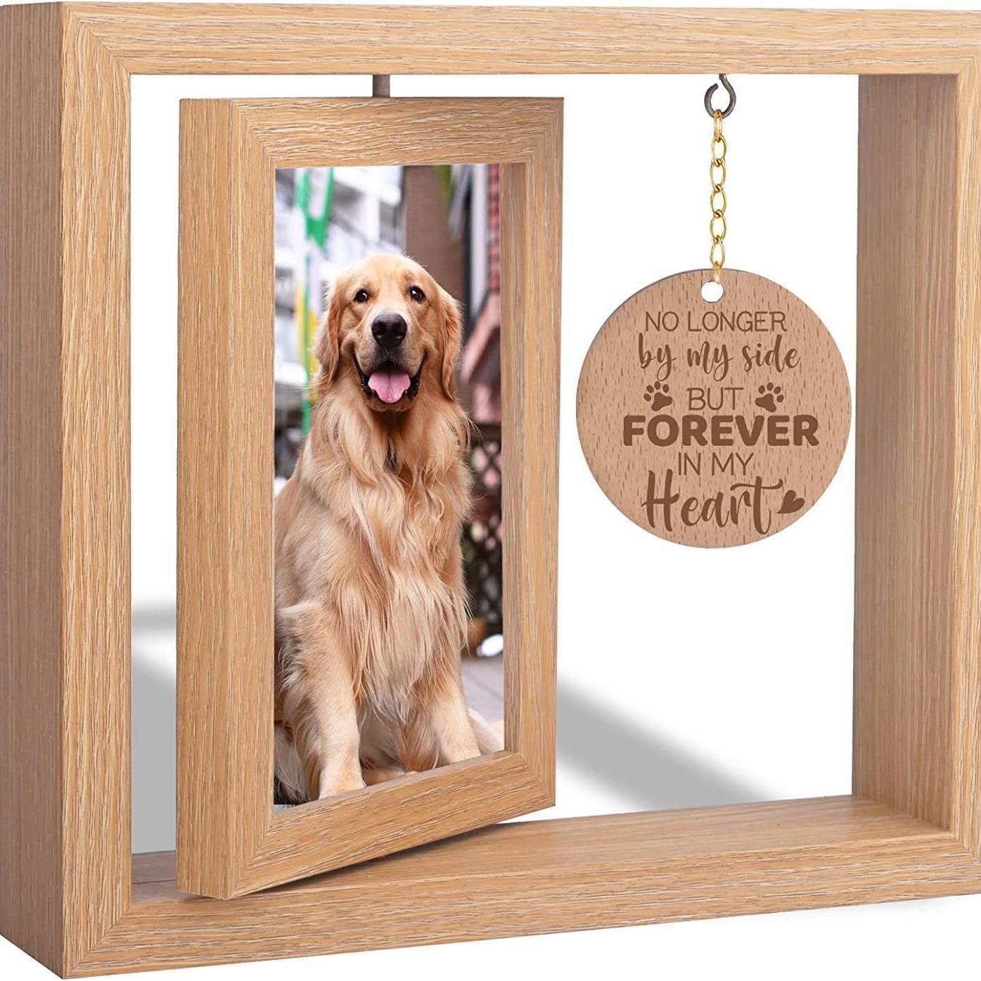 Postcard Photo Solid Wood Photo Frame Rotatable Desktop Decoration