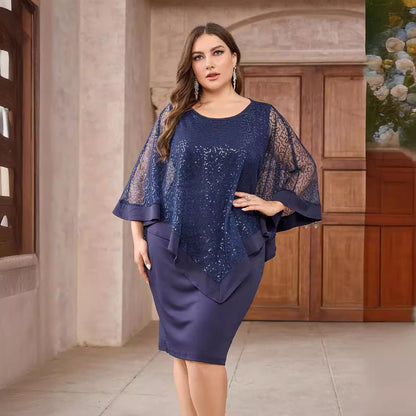 Plus Size Dress Marking Knee-length