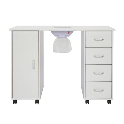 MDF Single Door 4 Drawers With Fans, White, Nail Art Table