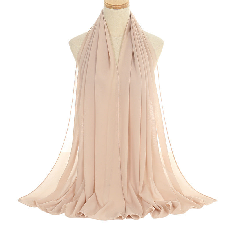 Pearl Chiffon Bubble Women's Solid Color Rectangular Scarf