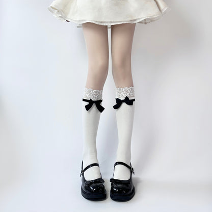 Sosete japoneze Jk Bowknot Sweet Lace Lolita Mijlocul gambei