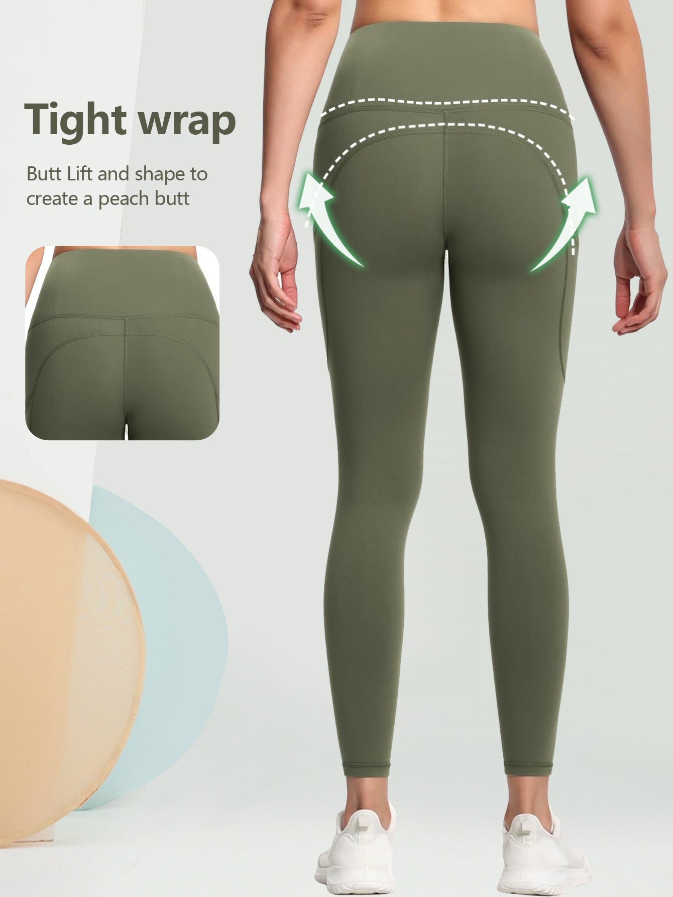 Leggings für Damen mit Taschen, hohe Taille, Bauchkontrolle, für Workout, Laufen, Yogahosen, leichte Jogginghosen für Fitness, Pilates