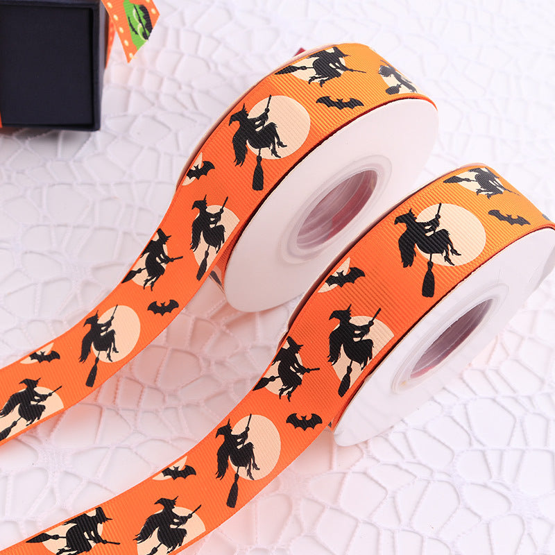 Creative Printed Casual Halloween Ribbed Ribbon