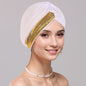 Nouă șapcă cu turban cu strasuri pentru femei, plisată elastică, eșarfă elegantă pentru cap Ramadan, șapcă chimio, pălărie africană de nuntă