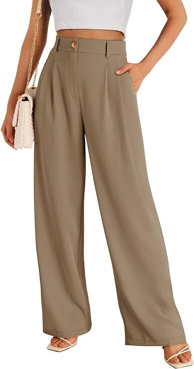 Casual Wide Leg Business Pants Women's High Waist Formal Trousers