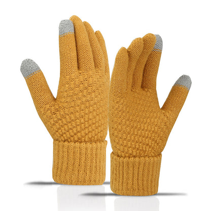 Fleece-lined Wind-proof And Cold Protection Cycling Knitted Warm Gloves