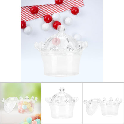 12Pcs Gift Bags Transparent Crown Plastic Candy Box For Party Gift Chocolate Boxs（White）