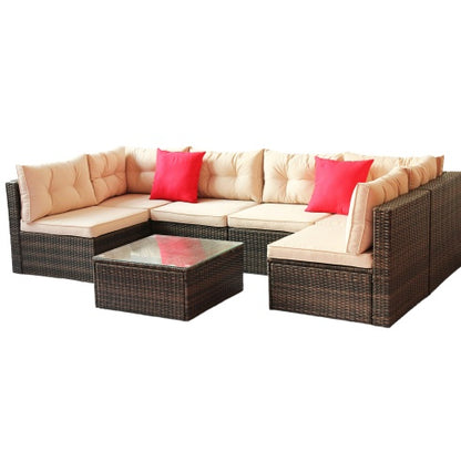 Terrassenmöbel-Set PE-Rattan-Gartenmöbel-Ecksofa-Set