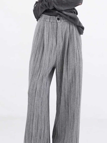 Stripe Thickening Casual Pants Pleated Mop Wide Leg Pants