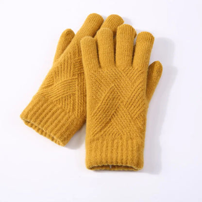 Autumn And Winter Double Layer Fleece-lined Thickened Knitting Gloves