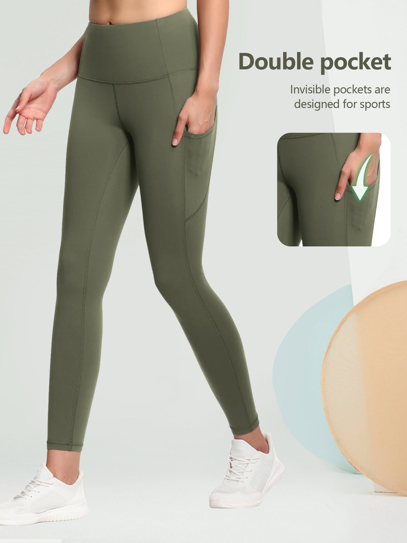 Leggings für Damen mit Taschen, hohe Taille, Bauchkontrolle, für Workout, Laufen, Yogahosen, leichte Jogginghosen für Fitness, Pilates