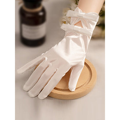 Weiße Satin Kurze Handschuhe Spitze Perlen Accessoires