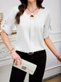 Business All-match Work Clothes Round Neck Roll Sleeve Simple