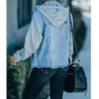 Loose Casual Large Denim Hoodie Coat