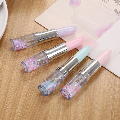 Creative Stationery Girl Heart Red Flow Sand Powder Signature Pen