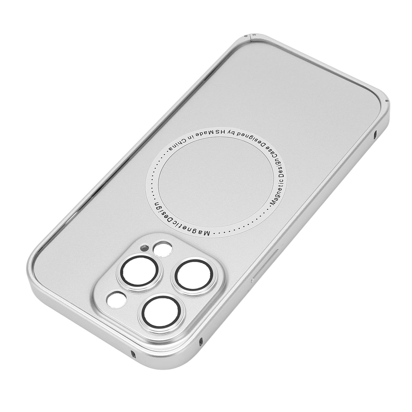 Magnetic Phone Case with Camera Lens Protector Cell Mobile Phone Protective Cover for MagSafe Silver for IPhone 14 Pro