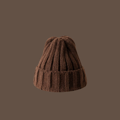 Make Your Face Look Smaller Knitted Hat Plain Bucket Hat Warm