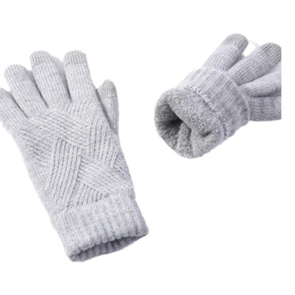 Autumn And Winter Double Layer Fleece-lined Thickened Knitting Gloves