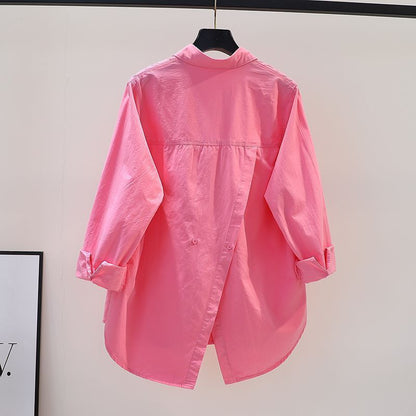 Women's Outer Solid Color Shirt Loose Mid-length