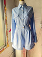 Loose Long Sleeve Shirt Cotton Linen High Waist Wide Leg Shorts Suit