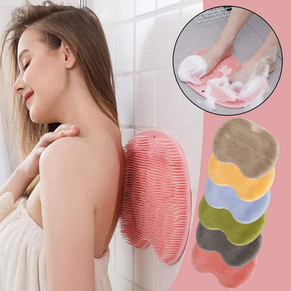 Massage Bath Brush Bathroom Non-slip Bath Mat Back Massage Brush Silicone Suction Cup Foot Rub Pad Body Cleaning Bathing Tool