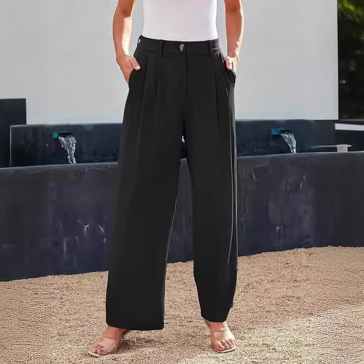 Casual Wide Leg Business Pants Women's High Waist Formal Trousers