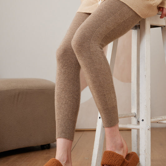 Cashmere Drawstring Tights Women's Inner Wear High Waist Slim Fit Leggings