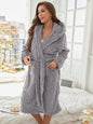 Plus Size Shu Cotton Velvet Double Layer Hooded Nightgown