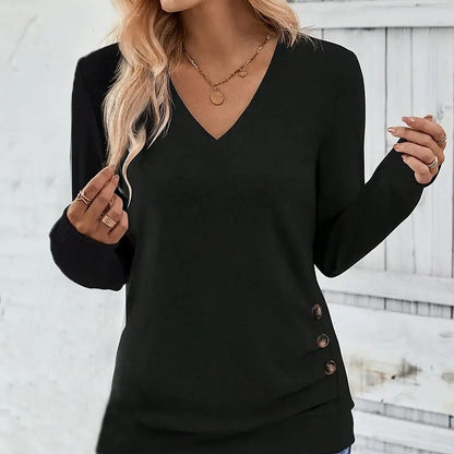 Autumn And Winter Solid Color Button Knitted Comfortable Women's Top