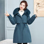 Women's Mid-length Loose Cotton Coat Fleece-lined Thickened Cinched Coat