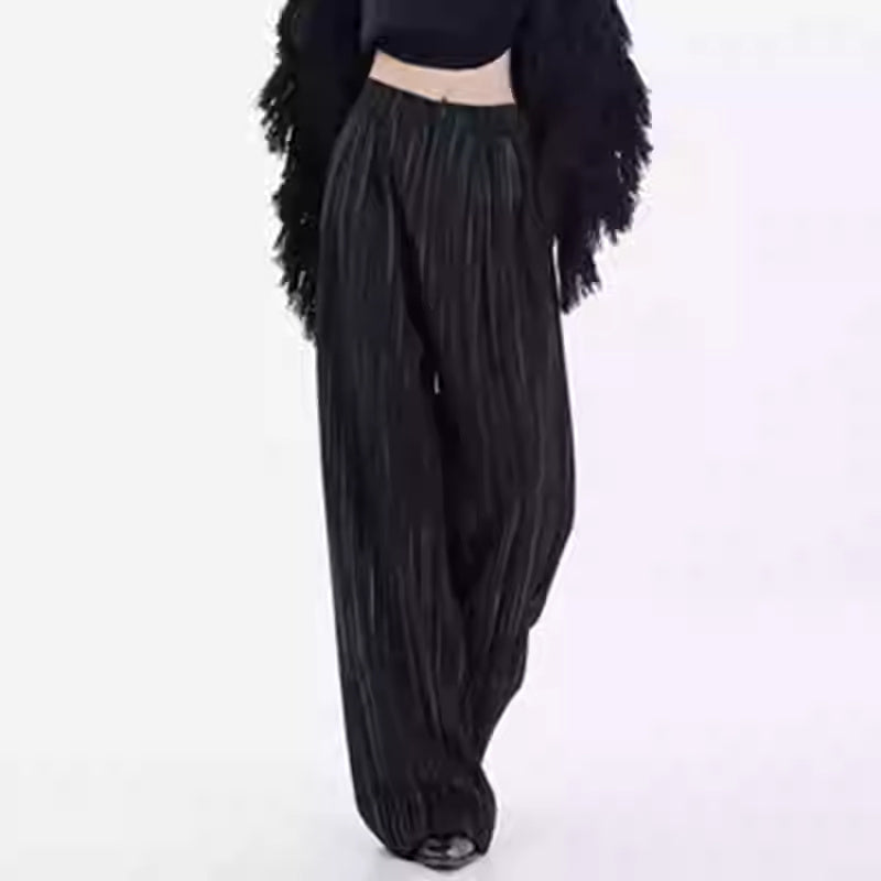 Stripe Thickening Casual Pants Pleated Mop Wide Leg Pants