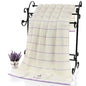 Lavender Soft Absorbent Embroidered Striped Bath Towel