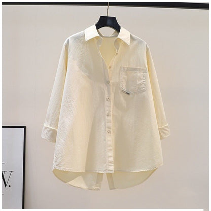 Women's Outer Solid Color Shirt Loose Mid-length