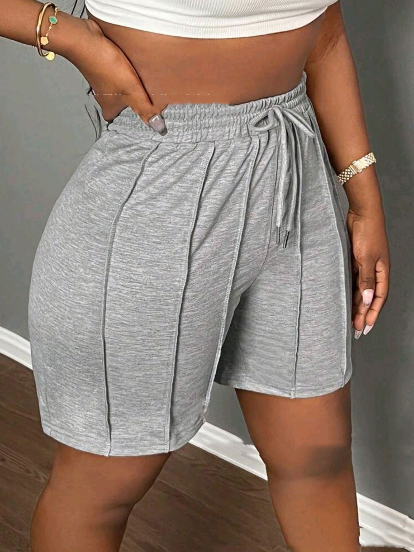 Women's Summer Solid Color Casual Drawstring Shorts