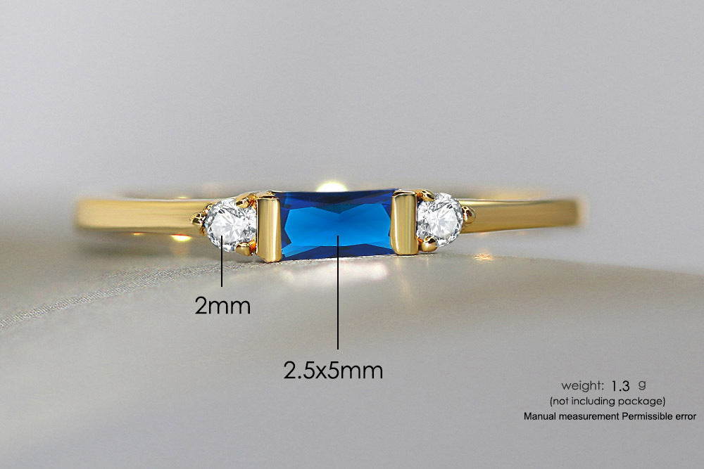 Geometric Engagement Ring Inlaid Zircon Plated 14K Gold Accessories