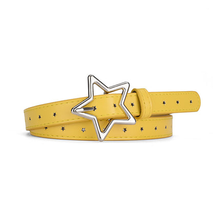 Children's Five-pointed Star Alloy Buckle Women's Belt Full Hole Dress Jeans Belt Female