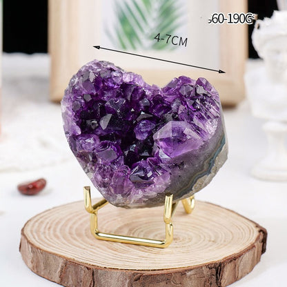 Purple Water Crystal Cluster Love Decoration Piece Raw Stone Ore Specimen Heart