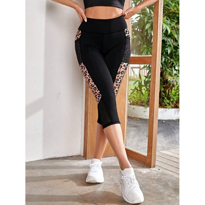 Female Leopard Splicing High Waist Yoga Pants