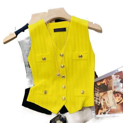 Classic Style V-neck Ice Silk Knitted Vest