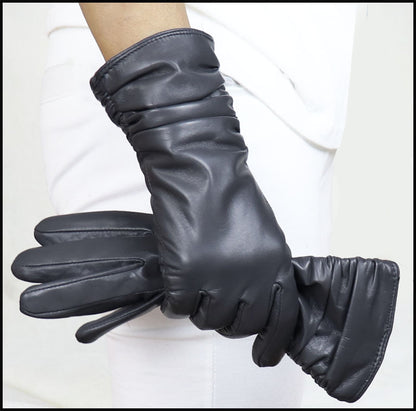 High-end Women's Sheepskin Gloves Leather Extended