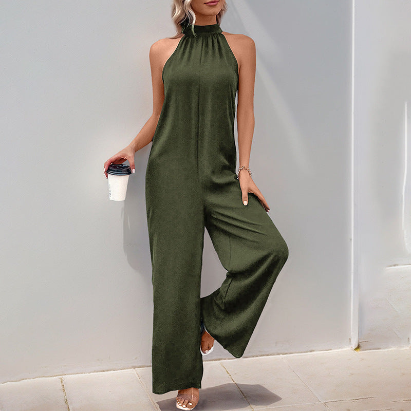 Modischer Jumpsuit mit Neckholder, gerader Einteiler