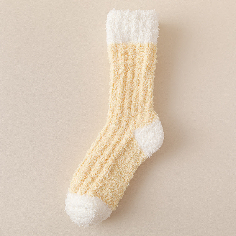 Coral Fleece Socks Women's Thickened Thermal Middle Tube