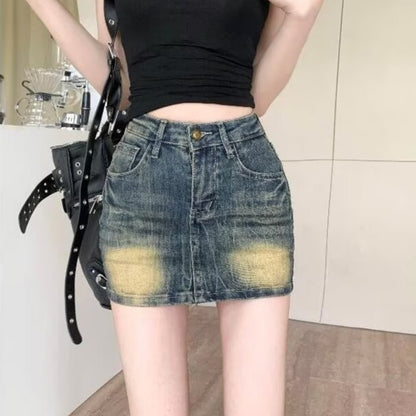 American Retro Denim Skirt Skinny Sheath