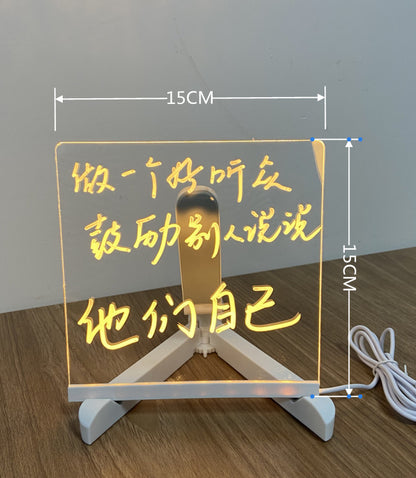 Acrylic DIY Note Board LED Night Light Creative Message Board Holiday Lamp With 7Pens USB LED Desk Lamp Note Daily Moment Painting Lamp